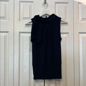 Jason Maxwell Navy Draped Sleeveless Top